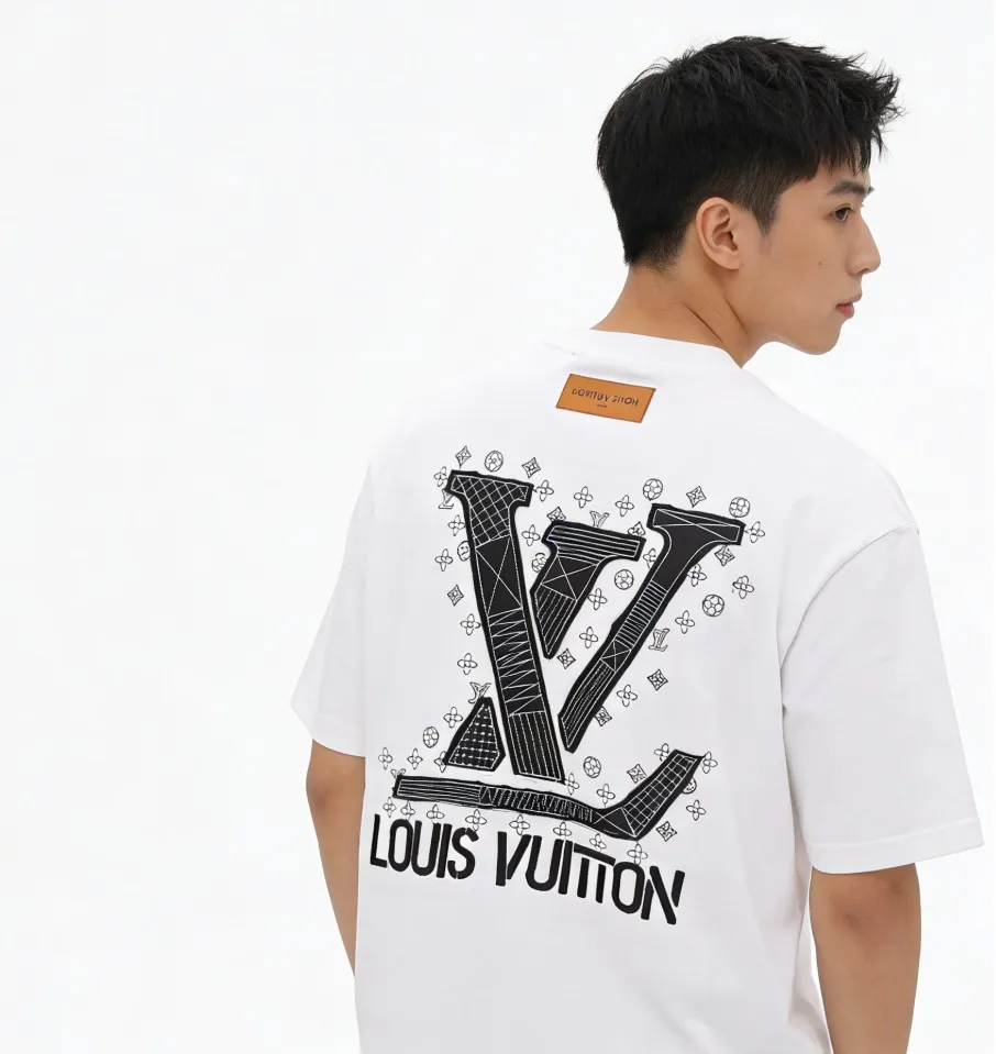 Louis Vuitton/Louis Vuitton 26ss letter patch old flower embroidered short sleeves